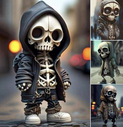 Halloween Cool Skeleton Figurines Halloween Skeleton Doll Resin Ornament Home Decor - Luxmartds