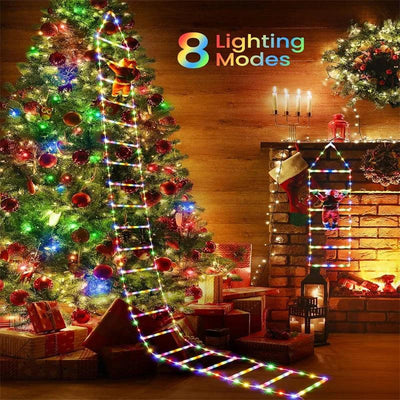 0.75/3M Santa Claus Ladder Lights Christmas Tree Lights Decor for Indoor Outdoor Decoration Window Garden Hanging LED String - Luxmartds