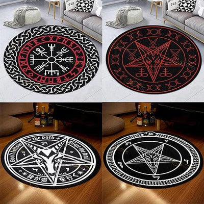 Home Decor Personalized Carpet Round Gothic Satanic Pet Mat Black Divining Bedroom rug - Luxmartds