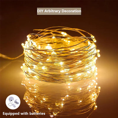 LED Fairy Lights String Button Battery Powered Holiday Outdoor Lamp Party Wedding Indoor Garden Christmas Decoration Lights - Luxmartds