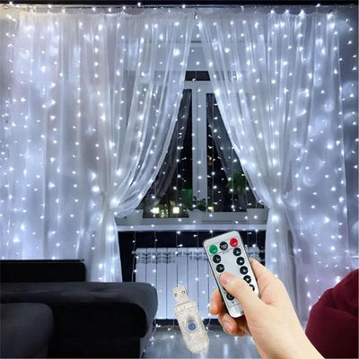 8 Lighting Modes Indoor/Outdoor Decoration Curtain LED Fairy Lights Christmas Home Decor,Bedroom Christmas Ornaments Xmas Tree - Luxmartds