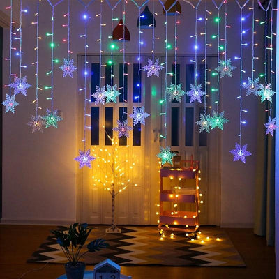 3.2M Christmas Snowflakes LED String Lights Flashing Fairy Curtain Lights Waterproof For Holiday Party Wedding Xmas Decoration - Luxmartds