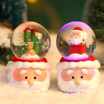 New Christmas Music Box Decorations Christmas Tree Old Man Crystal Ball Blessing Bag Creative Gift Snow Lights Carousel - Luxmartds