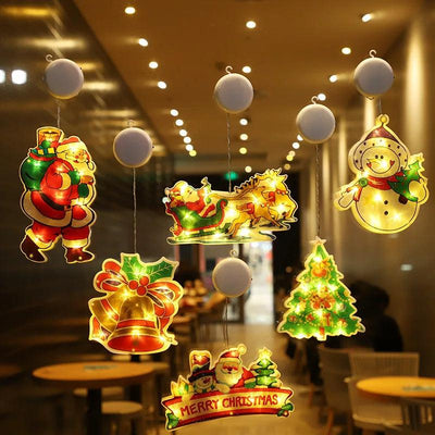 Christmas Lights Window Hanging Lights Santa Claus Lights with Suction Cup Holiday Decoration Home Christmas Tree Ornaments - Luxmartds